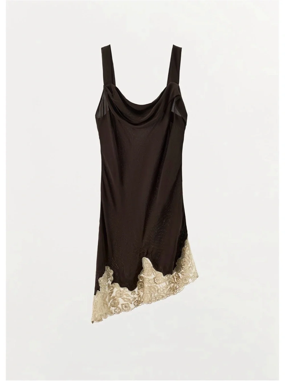 Zara Black Slip Dress with Cream Lace Trim worn once